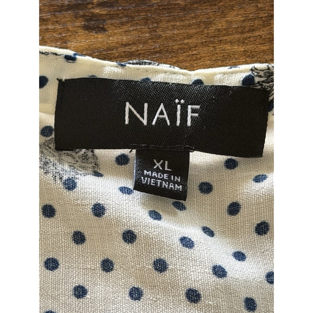 Naif Sleeveless White Shift Dress Polka Dot Pineapple Summer XL DD249-170418 - Picture 5 of 7